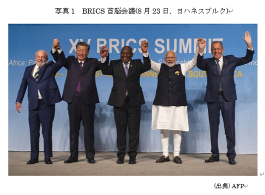  写真1　BRICS首脳会議(8月23日、ヨハネスブルク) 