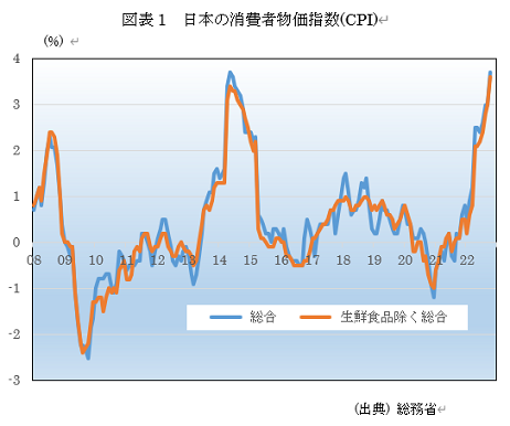 　図表1　日本の消費者物価指数(CPI) 